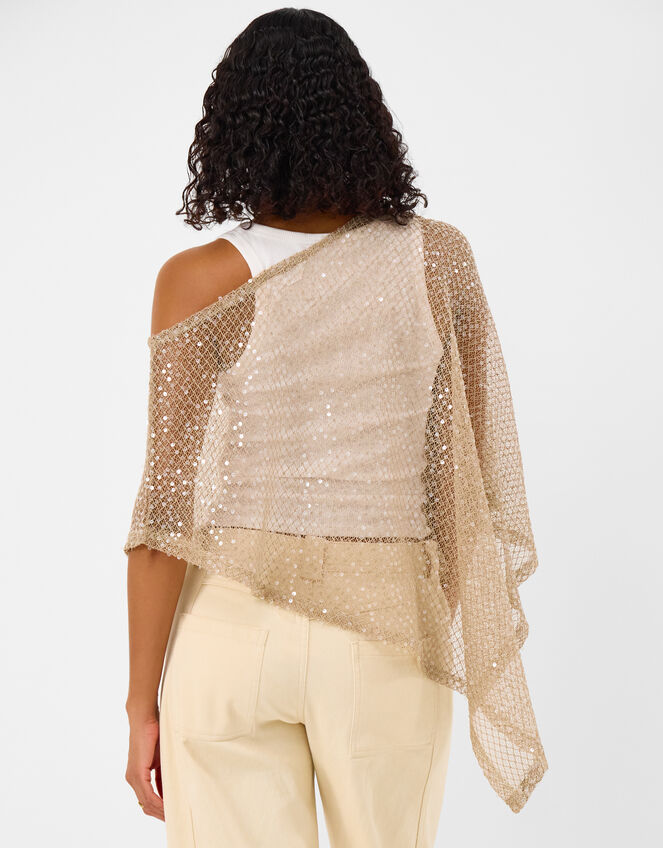 Sheer Sequin Poncho, Cream (CREAM), large