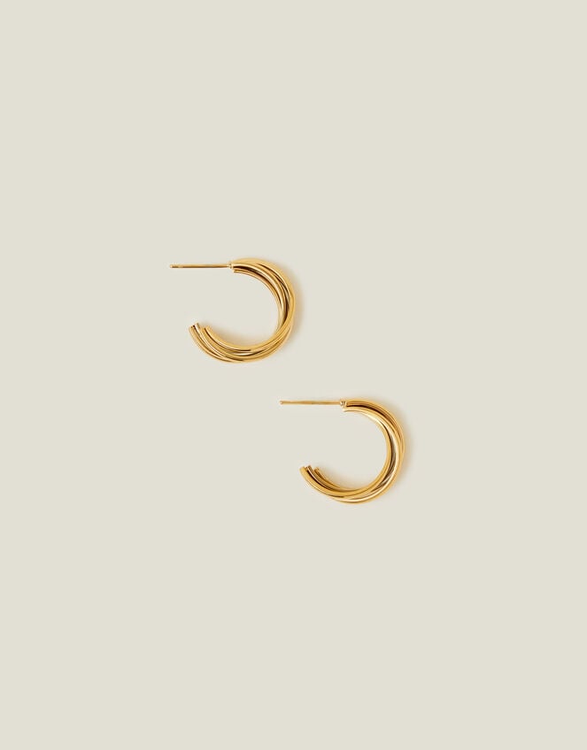 Stainless Steel Twist Hoop Earrings, , large
