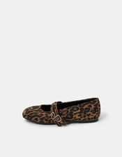 Leopard Print Buckle Ballet Flats, Leopard (LEOPARD), large