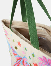 Tropical Embroidered Tote Beach Bag, , large