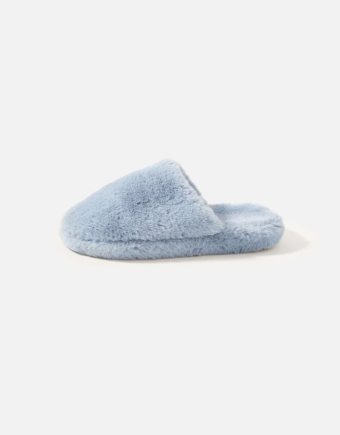 Faux Fur Capped Slippers, Blue (BLUE), large