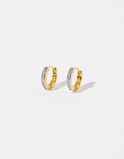 Gold Vermeil White Topaz Huggie Hoop Earrings, , large