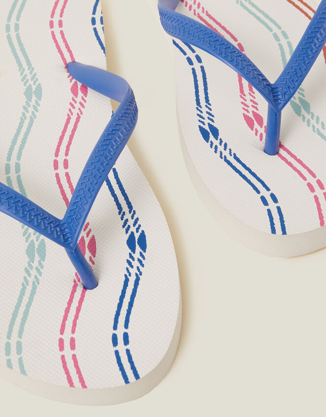 Ikat Print Flip Flops, White (WHITE), large