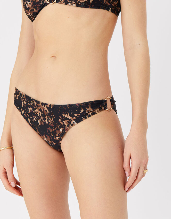 Tortoiseshell Print Bikini Bottoms, Brown (BROWN), large