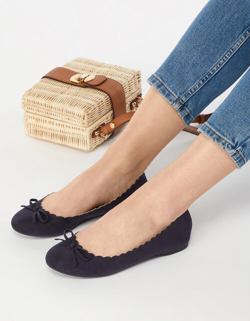 Richmond Scallop Ballerina Flats Blue Flat Shoes Accessorize Uk
