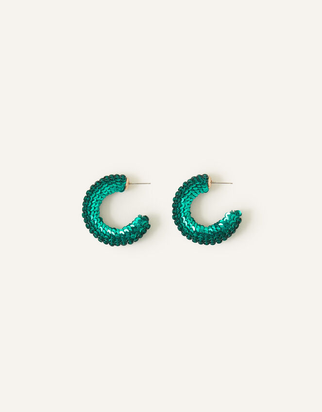 Disco Sequin Hoop Earrings, , large