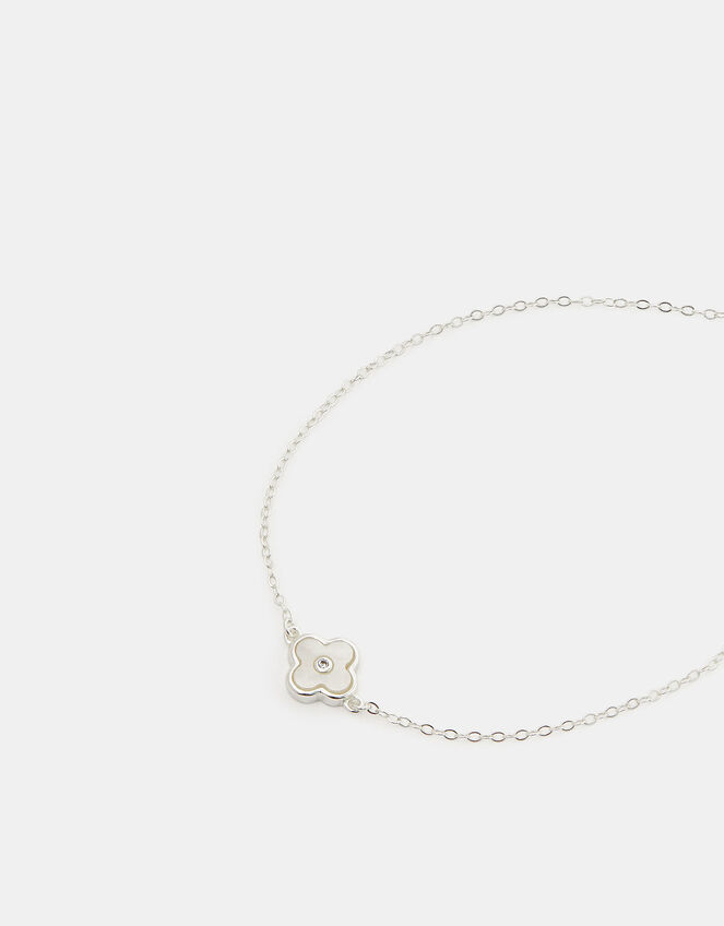 Sterling Silver Mother of Pearl Clover Bracelet, , large
