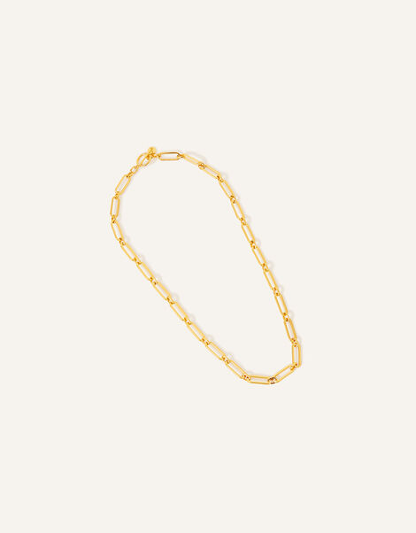 14 Gold-Plated Elongated Link Necklace, , large