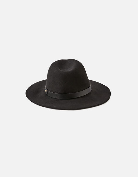Wool Fedora Hat Black, Black (BLACK), large