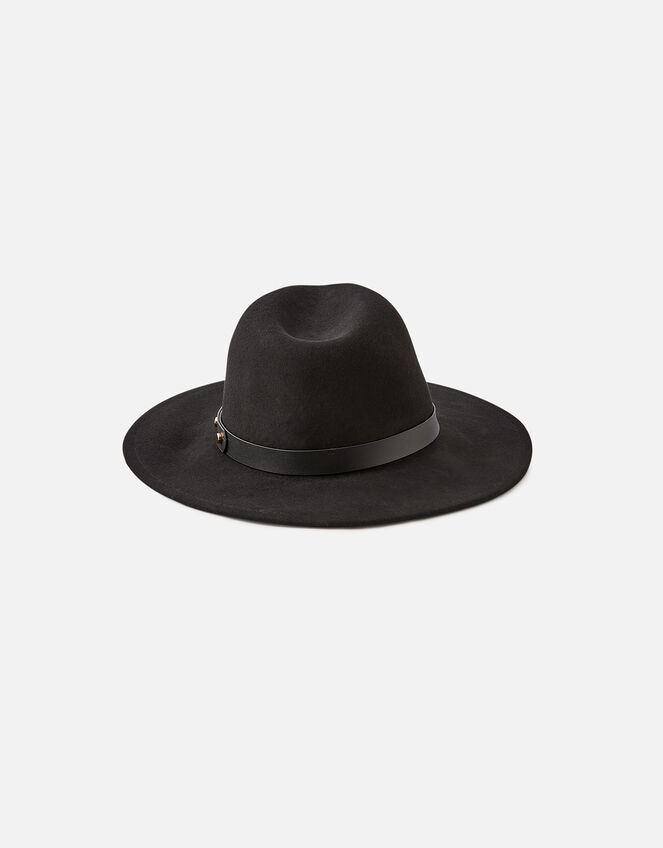 Wool Fedora Hat, Black (BLACK), large