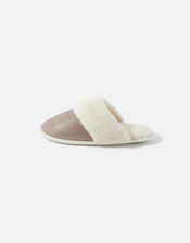 Glitter Fluffy Mule Slippers, Mink (MINK), large