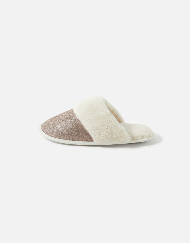 Glitter Fluffy Mule Slippers, Mink (MINK), large