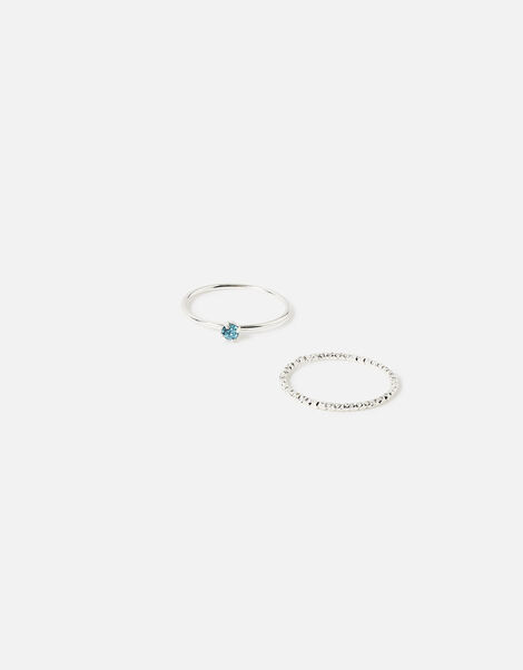 Crystal Stacking Ring Set of Two Blue, Blue (BLUE), large