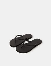 Crystal Embellished Flip Flops, Black (BLACK), large