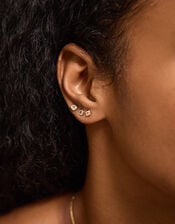 3-Pack 14ct Gold-Plated Gemstone Stud Earrings Set, , large