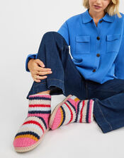 Knitted Stripe Slipper Boots, Multi (BRIGHTS MULTI), large