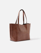 Relaxed Faux Reptile Shoulder Bag, Tan (TAN), large