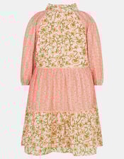 Girls Long Sleeve Floral Mixed Dress , Pink (PINK), large