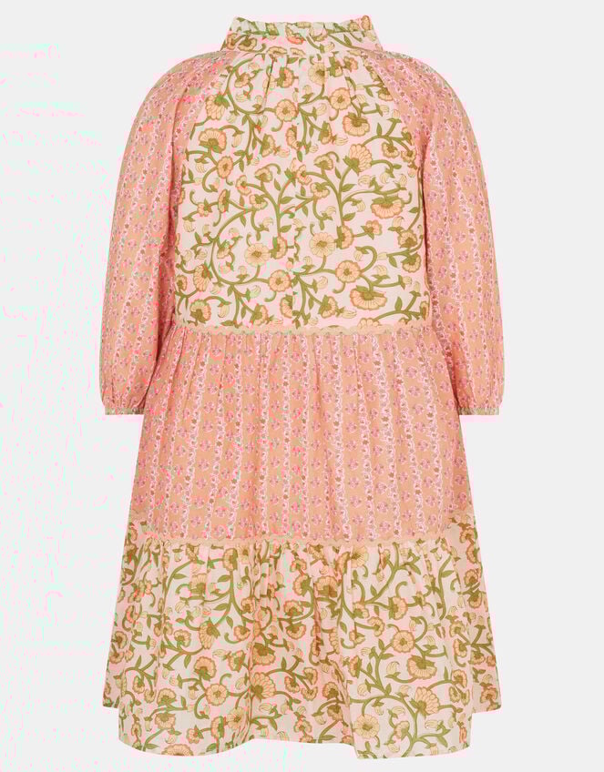 Girls Long Sleeve Floral Mixed Dress , Pink (PINK), large