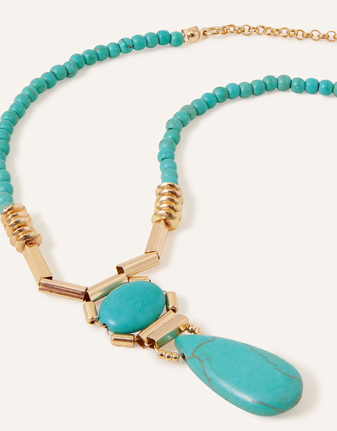 Semi-Precious Turquoise Beaded Pendant Necklace, , large
