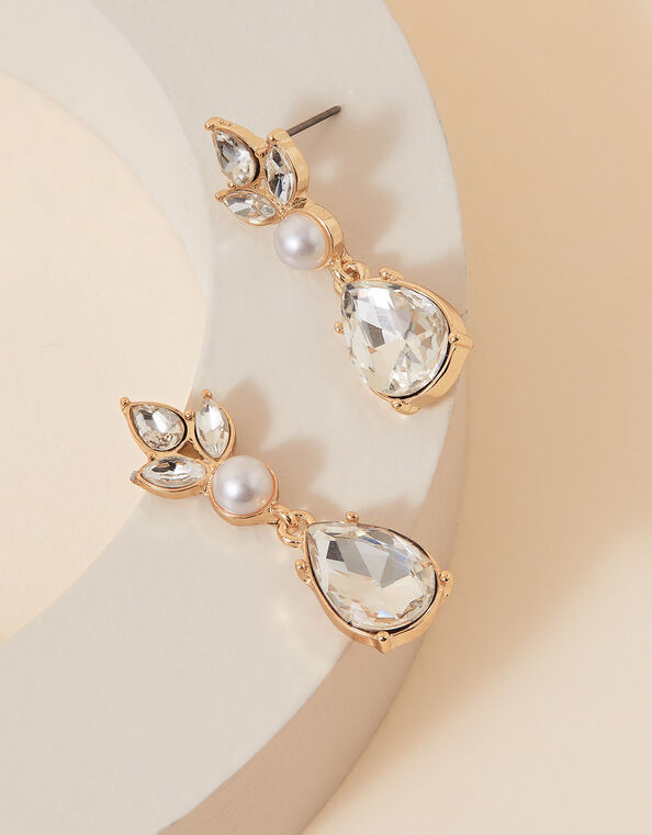 Flower Pearl Drop Earrings, , large