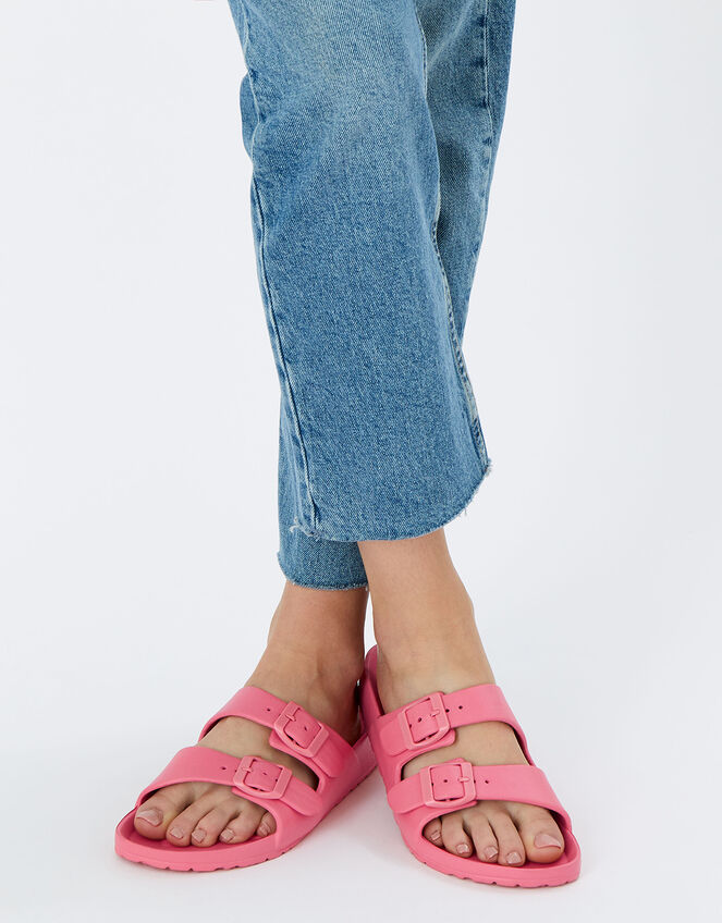 Buckle Footbed Sandals, Pink (PINK), large