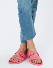 Buckle Footbed Sandals, Pink (PINK), large