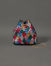 Harlequin Sequin Drawstring Bag, , large
