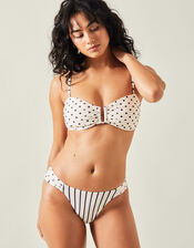 Polka Dot Bandeau Bikini Top, Ivory (IVORY), large