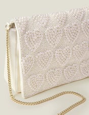 Bridal Pearl Heart Clutch Bag, , large