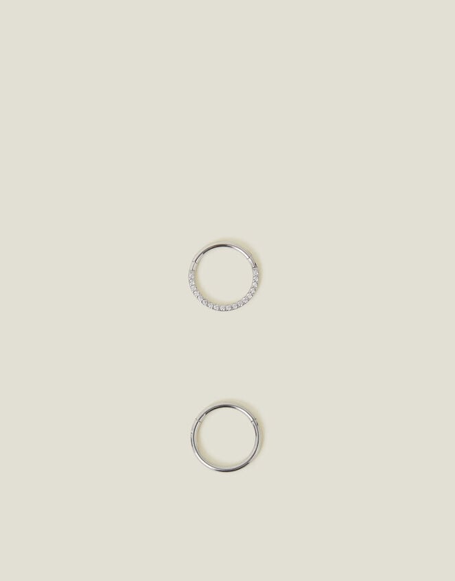 2-Pack Platinum-Plated Surgical Steel Septum Clicker Hoops, , large