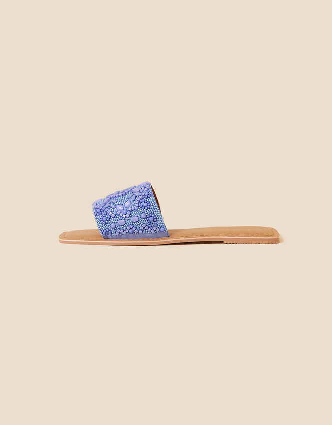 Embellished Beaded Sliders, Blue (BLUE), large