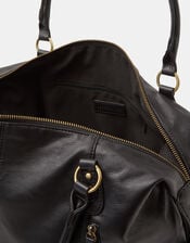 Double Zip Front Shoulder Bag, Black (BLACK), large