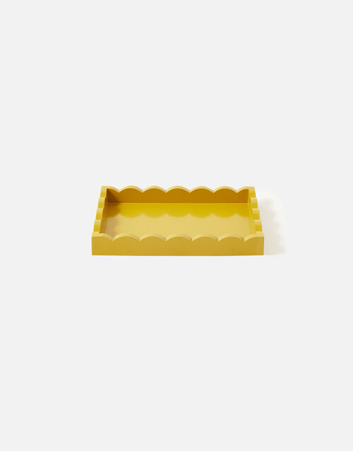 Natural Wood Mini Scallop Tray, Yellow (OCHRE), large