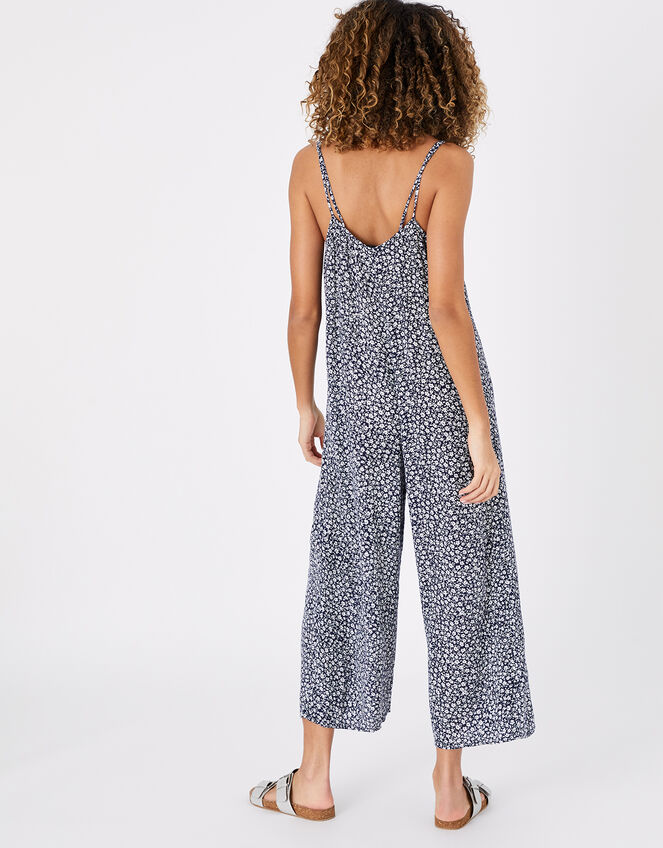 Ditsy Print Romper, Blue (NAVY), large