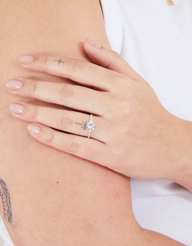 Sterling Silver Amanda Engagement Ring, Silver (ST SILVER), large