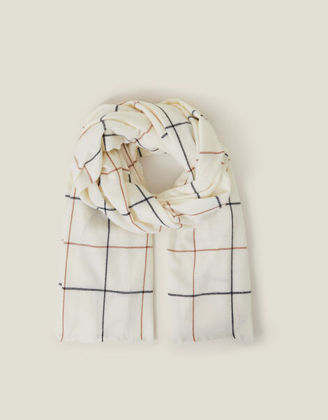 Carter Check Print Scarf, , large