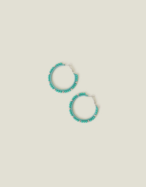Beaded Fan Hoop Earrings, , large