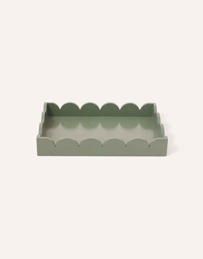 Wood Scallop Tray, Green (GREEN), large