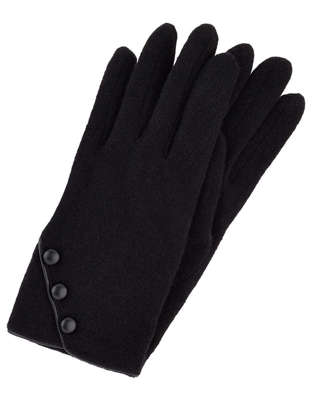 Button Gloves in Pure Wool Black Gloves Accessorize UK