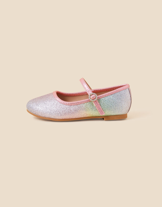 Girls Ombre Rainbow Glitter Ballerina Flats, Multi (BRIGHTS-MULTI), large