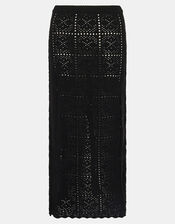 Crochet Maxi Beach Skirt, Black (BLACK), large