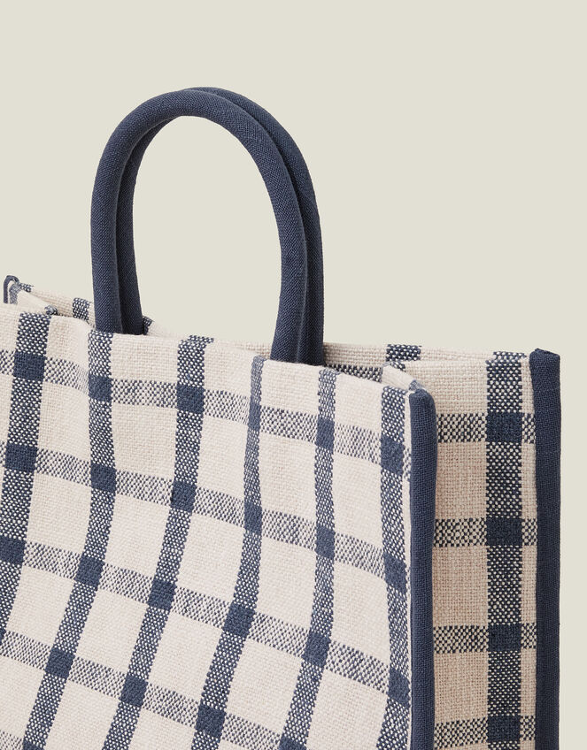 Woven Check Print Shopper Bag, , large