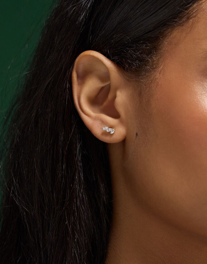 2-Pack 14ct Gold-Plated Titanium Marquise Flatback Earrings, , large