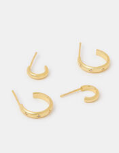 2-Pack 14ct Gold-Plated Star Hoop Earrings, , large