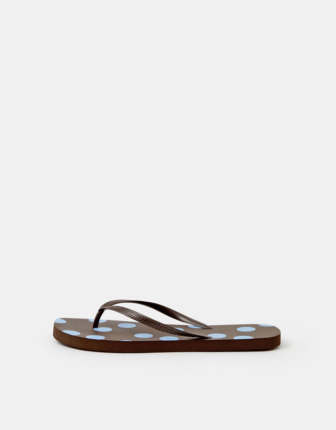 Polka Dot Flip Flops, Brown (CHOCOLATE), large