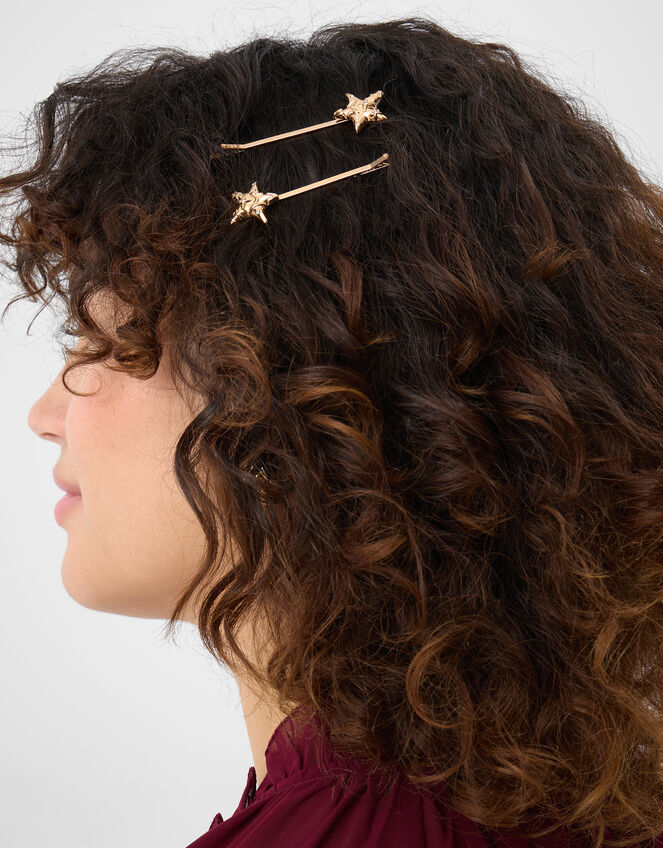 2-Pack Diamanté Star Hair Slides, , large