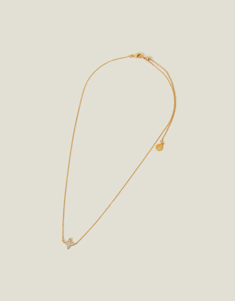 14ct Gold-Plated Sparkle Star Charm Necklace, , large