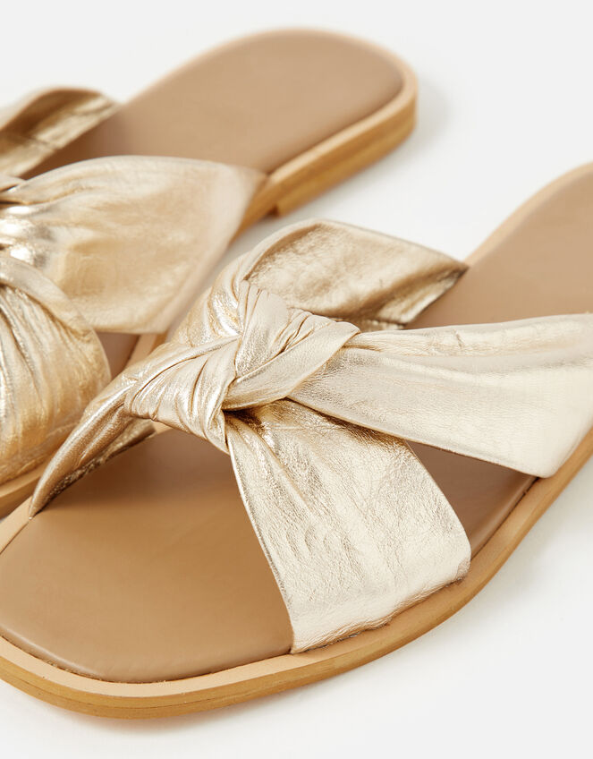 Leather Knotted Sliders , Gold (GOLD), large
