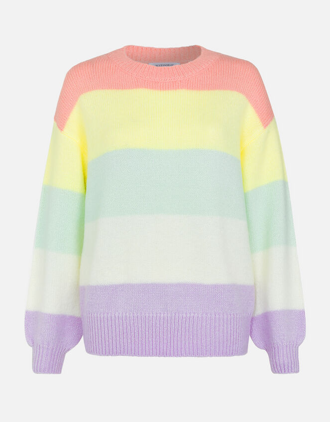Round Neck Candy Stripe Jumper, Multi (BRIGHTS-MULTI), large